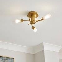 Roz Ribbed 3 Light Semi Flush Ceiling Light