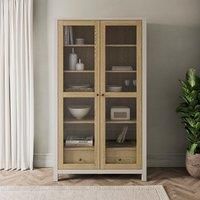 Olney Glazed Display Cabinet, Stone & Light Wood Effect