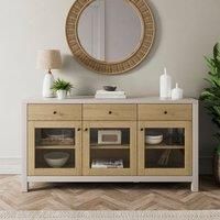 Olney Glazed Extra Wide Sideboard, Stone & Oak Effect