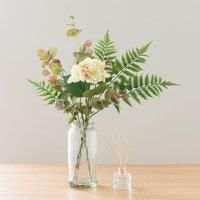 Artificial Hydrangea & Eucalyptus Bouquet in Vase & Fresh Linen Diffuser Gift Set