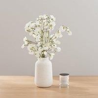 Artificial Sweetpea Bouquet in Vase & Tuberose & Freesia Candle Gift Set
