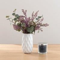 Artificial Berry & Eucalyptus Bouquet in Vase & Sea Salt Candle Gift Set