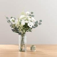 Artificial Rose & Eucalyptus Bouquet in Vase & Soft Amber & Pine Candle Gift Set