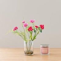 Artificial Wildflower Bouquet in Vase & Wild Rhubarb Candle Gift Set
