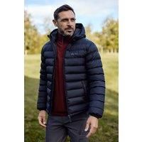 Mountain Warehouse Season Mens Padded Jacket - Water Resistant Jacket, Lightweight, Warm, Lab Tested to -30C, Microfibre Filler - For Winter Travelling, Walking Black XXL
