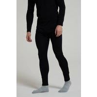 Mountain Warehouse Mens Merino Thermal Base Layer Trousers - Lightweight Mens Pants, Antibacterial, Breathable Bottoms - for Camping in Black S