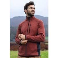 Mountain Warehouse Mens Full-Zip Half-Zip Fleece - Anti-pill, Stretch Panels Top - Best for Spring Summer, Camping, Outdoors, Travelling & Hiking Dark Red (Full Zip) XXS