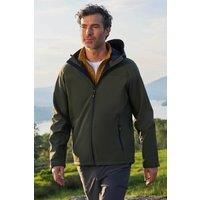 Mountain Warehouse Exodus Mens Softshell Jacket - Breathable & Water Resistant Rain Coat with Adjustable Fit & Side Pockets - For Spring Summer, Walking, Hiking & Travel Dark Khaki XS
