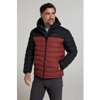 Mountain Warehouse Season Mens Padded Jacket - Water Resistant Puffer Coat, Lightweight, Warm, Lab Tested to -30C, Microfibre Filler - For Travelling, Walking Berry L