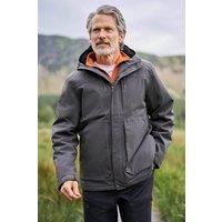 Mountain Warehouse Coastline Mens Borg Waterproof Jacket, Breathable, Taped Seams, Borg Fleece Lined Coat - Best for Camping, Outdoors, Travelling & Hiking Dark Grey XXS