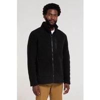 Mountain Warehouse Highland Mens Full-Zip Fleece - IsoTherm Sweatshirt with Zipped Pockets & Chin Guard - Autumn Winter, Outdoors, Holiday & Walking Black L