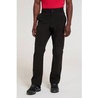 Mountain Warehouse Beacon Men/'s Fleece Lined Softshell Trousers - Water-Resistant Trousers with Lots of Pockets & Elastic Waistband - Autumn Winter Walking, Outdoors Black Men/'s W44