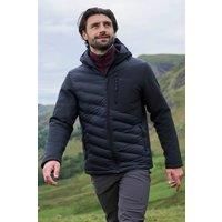 Mountain Warehouse Agile Mens Hybrid Padded Jacket - Water-resistant Softshell, IsoTherm Coat, PFC Free - Autumn Winter, Outdoors, Travelling & Hiking Black XXS