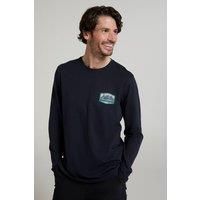 Mountain Warehouse Men's Mountain Badge Graphic T-Shirt Long Sleeved Tee