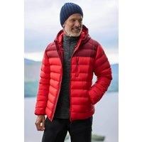 Mountain Warehouse Link Mens Padded Jacket - Showerproof, Lightweight & Warm Puffer Coat with Lots Of Pocket - Ideal For Cold & Wet Weather Red XXS