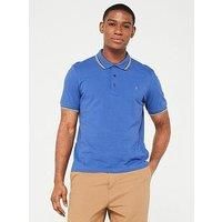 Farah Alvin Short Sleeve Tipped Collar Polo Shirt - Blue