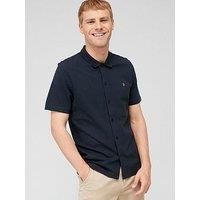 Farah Lesser Textured Short Sleeve Shirt - Navy