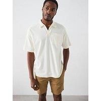 Farah Caspion Short Sleeve Relaxed Fit Polo Shirt - Cream