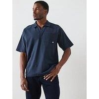 Farah Caspion Short Sleeve Relaxed Fit Polo Shirt - Navy