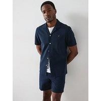 Farah Rutherford Short Sleeve Revere Casual Fit Shirt - Navy