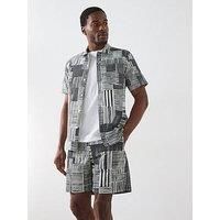 Farah Chiltern Archive Short Sleeve Printed Casual Fit Shirt - Black