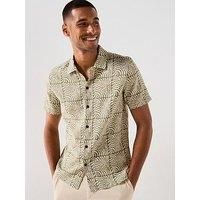 Farah Cadmun Print Short Sleeve Shirt- Green