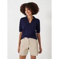 Crew Clothing Short Sleeve Ottoman Rib Jumper - Navy