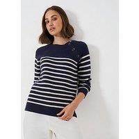 Crew Clothing Merino Wool Blend Button Detail Jumper - Blue