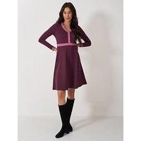Crew Clothing V-Neck Ponte Dress - Pink