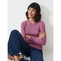 Crew Clothing Heritage Cable Neck Jumper - Purple