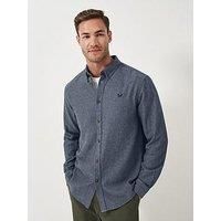 Crew Clothing Long Sleeve Herringbone Flannel Shirt - Blue