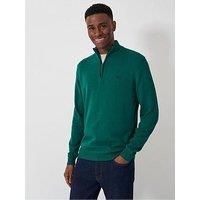 Crew Clothing Classic Cotton 1/4 Zip Knitted Jumper - Green