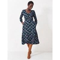 Crew Clothing Carrie Floral Jersey Tea Dress - Navy