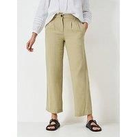 Crew Clothing Linen Blend Wide Leg Trousers - Beige