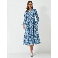 Crew Clothing Sienna Midi Floral Shirt Dress - Blue