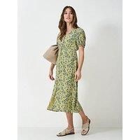 Crew Clothing Lola Short-Sleeved Tea Dress - Yellow