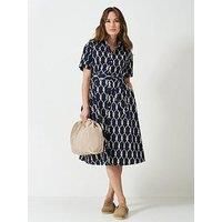 Crew Clothing Eleanor Cotton Shirt Dress - Navy