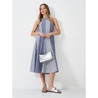Crew Clothing Flo Cotton Fit-And-Flare Dress - Blue