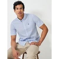 Crew Clothing Short Sleeve Seersucker Stripe Shirt - Light Blue
