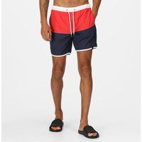Regatta Quick Drying Men's Red and Navy Blue Colour Block Benicio Swim Shorts, Size: S