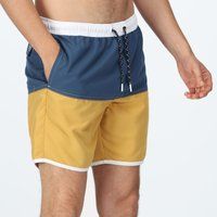 Regatta Men's Quick Drying Benicio Swim Shorts Dark Denim Gold Straw, Size: M