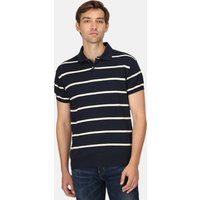 Regatta Lightweight Mens Navy Blue and White Stripe Arkose Knitted Polo Shirt, Size: S