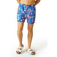 Regatta Men's Quick-Drying Loras Swim Shorts Oxford Blue Family Hawaiian Print, Size: XL