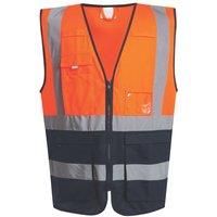 Regatta Pro orange/navy hi-vis unisex zip-front multi-pocket waistcoat