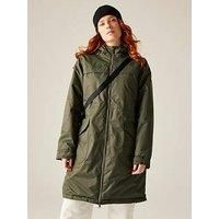Regatta Women's Lightweight Romine II Waterproof Parka Jacket Dark Khaki Black, Size: 18