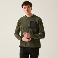 Regatta Mens Frankie Fleece Crewneck Sweatshirt, Comfortable & Lightweight with Zip Chest Pocket - Perfect for Outdoors, Walking, Camping & Hiking Dark Khaki