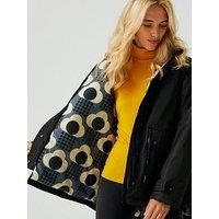 Regatta Orla Kiely Mid Length Waterproof Jacket Black Rain Cloud Grey, Size: 8 - Sale