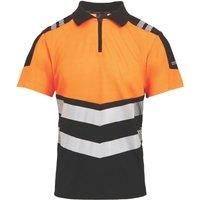 Regatta Professional Mens Hi-Vis Polo Shirt (S) (Black/Orange)