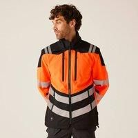 Regatta Professional Mens Hi-Vis 3 Layer Soft Shell Jacket (4XL) (Black/Orange)