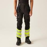 Regatta Hi Vis XPro Stretch Holster Trouser Black/Yellow 36" W 32" L (492YA)